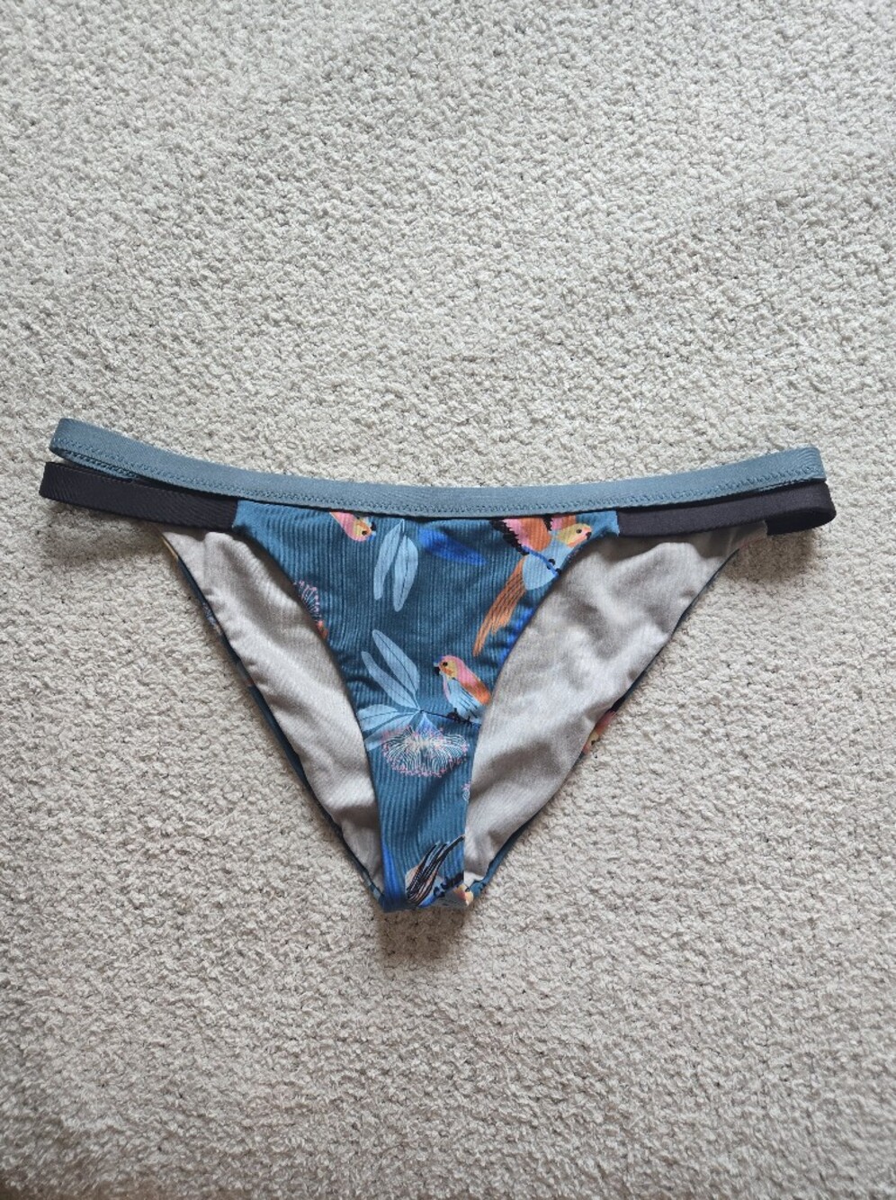 Patagonia Nanogrip Teal Tropical Bird Bikini Bottom